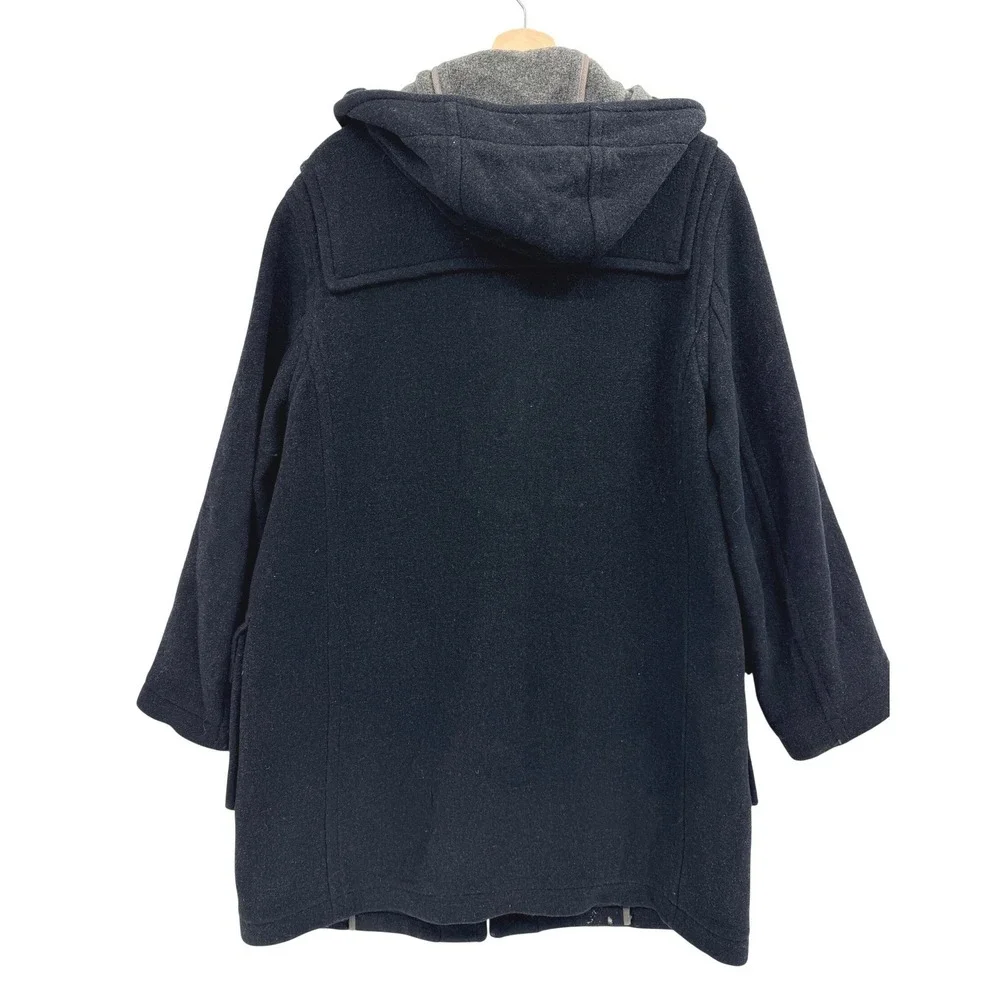 Vintage J. Crew Mens Dress Coat Medium Charcoal Gray Lined Hooded Wool‎ Blend